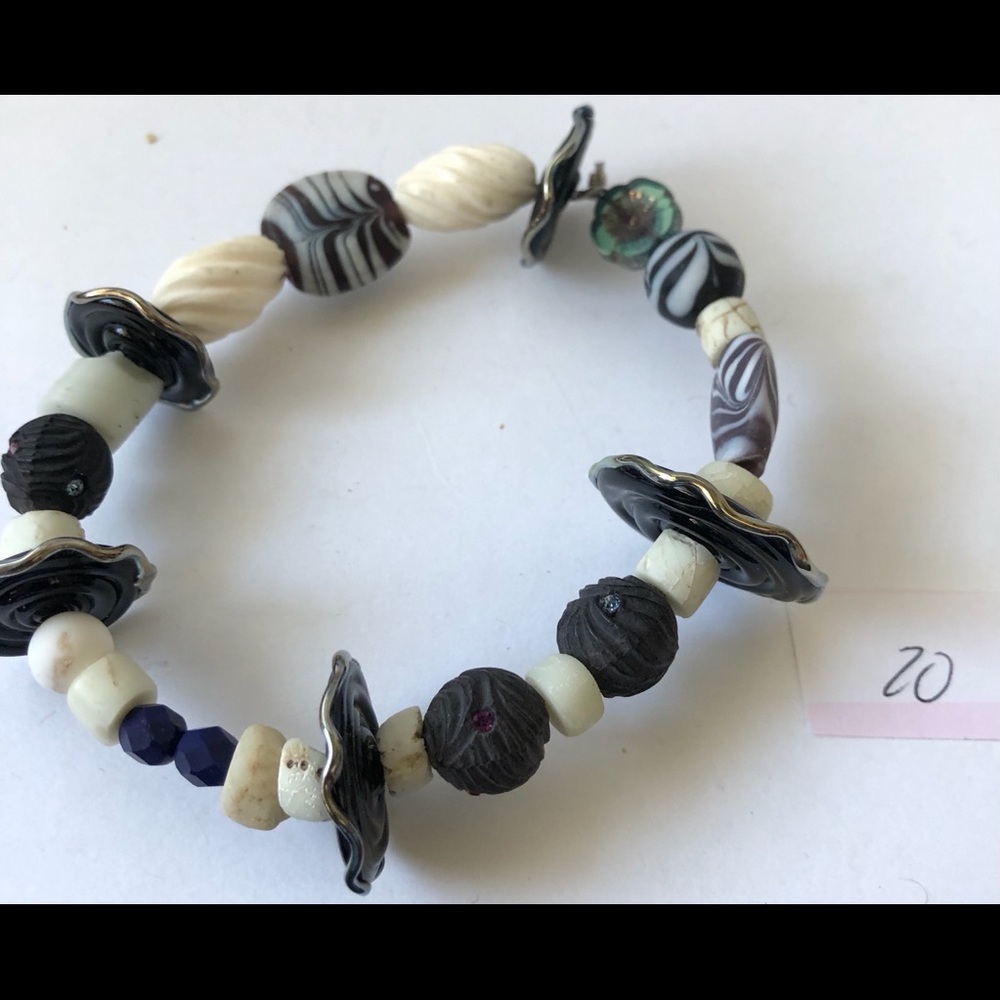 Black and White Stone Bangle Bracelet (#20) - Picture 2 of 2